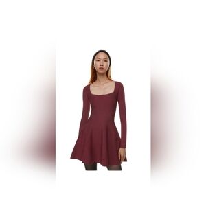 Babaton Sculpt Knit Applause Dress Spiced Burgundy Size 2XS EUC